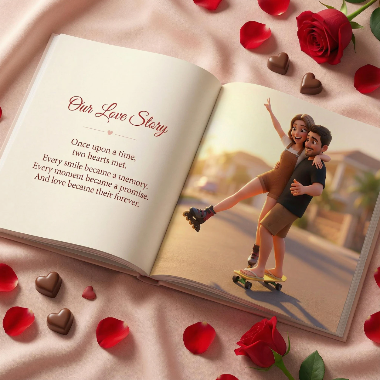 Personalized Valentine Gift, Custom Love Story Book, Pixar Style Couple Illustration, Romantic Gift for Him, Romantic Gift for Her