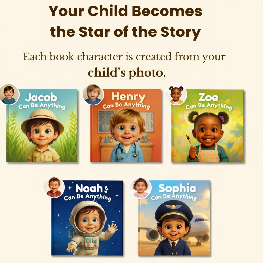 Personalized Kids Book – You Can Be Anything! Custom Baby Book, 1st Birthday Gift, Gift for Nephew, Customisable Story & Character