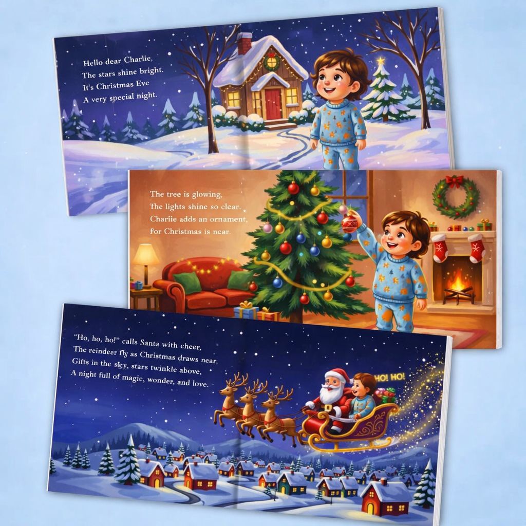 Personalized Christmas Story Book for Kids, Baby’s First Christmas Keepsake, Santa Bedtime Story