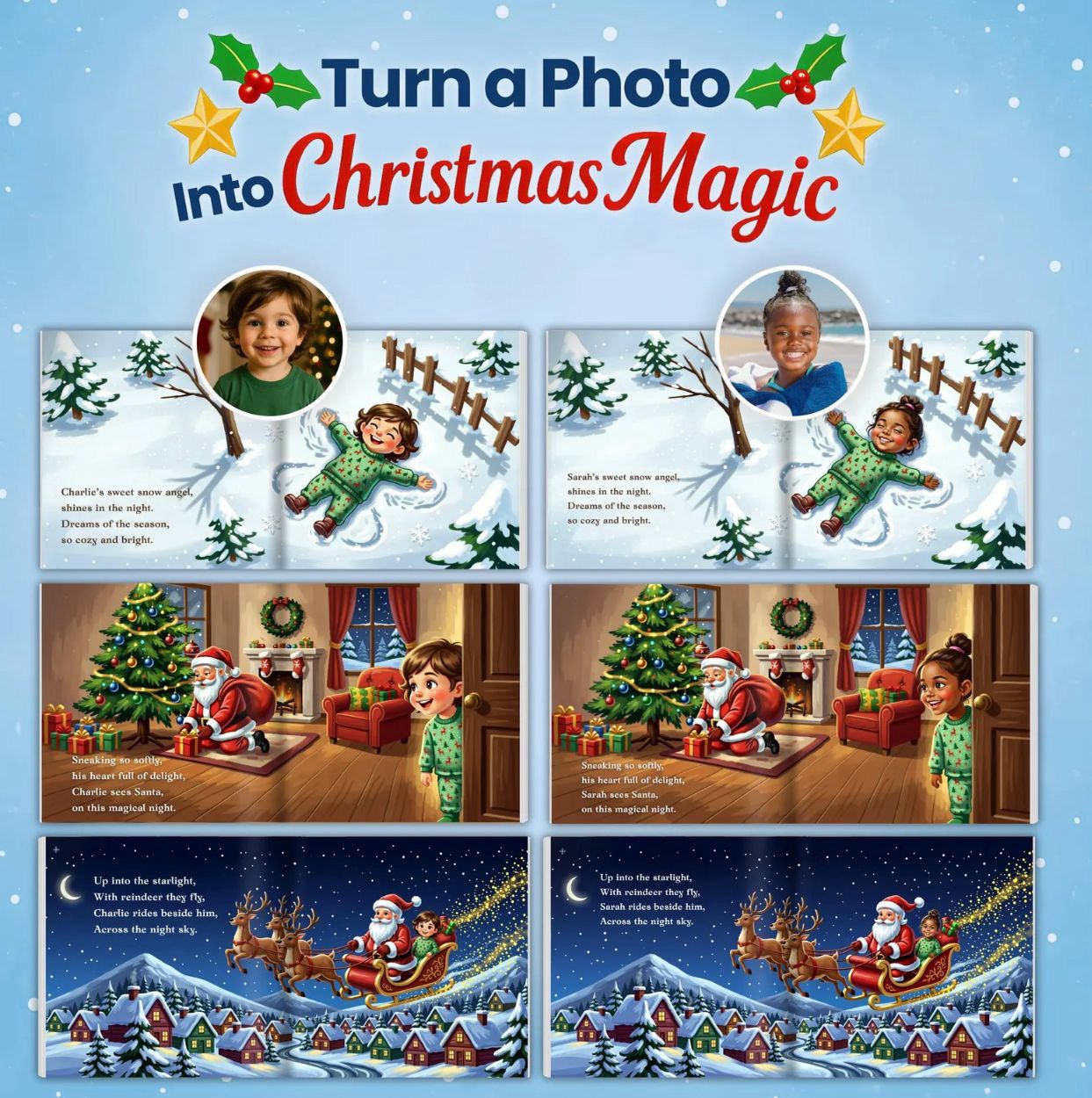 Personalized Christmas Story Book for Kids, Baby’s First Christmas Keepsake, Santa Bedtime Story