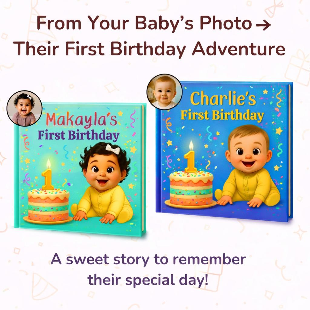 Personalized First Birthday Book, Custom Baby Storybook with Name, 1st Birthday Gift for Boys & Girl, Personalized Baby Keepsake